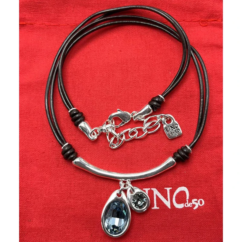 

2023 UNOde50 New High Quality Leather Rope, Gem Necklace, Women's Romantic Jewelry Gift Bag, Hot Selling in Europe and America