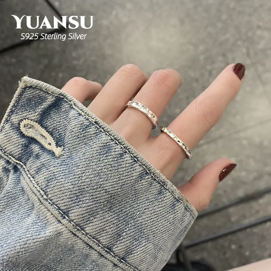 

Minimalist 925 Silver Ring for Women Fashion Creative Irregular Geometric Aestethic Open Rings Birthday Party Jewelry Gifts New