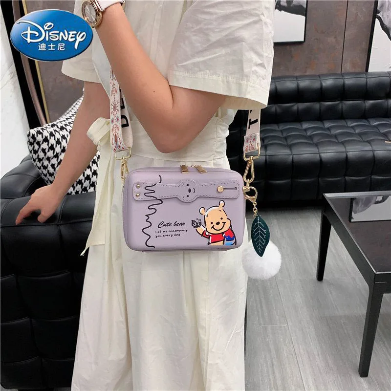 

Disney 2022 New Winnie The Pooh Ladies Shoulder Bag High Quality Mobile Phone Bag PU Zipper Large Capacity Ladies Messenger Bag