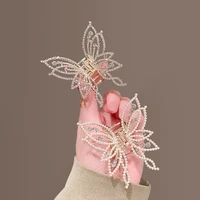 new fashion pearl rhinestone hair claw butterfly hair clips for women elegant ponytail claw clip vintage hairpin hairaccessories