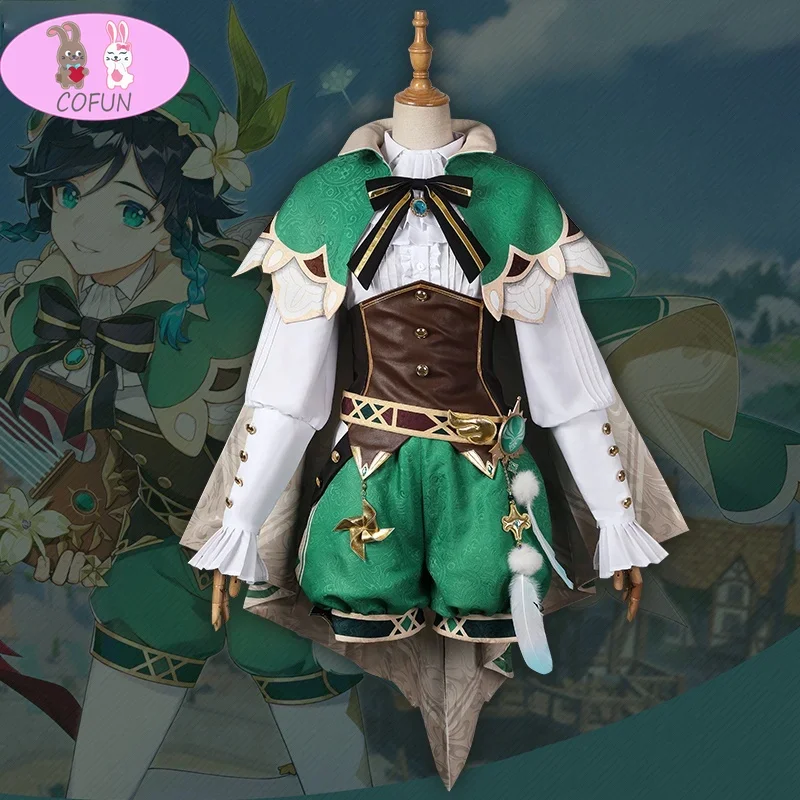 Аниме! Genshin Impact Venti Mondstadt Wind God игровой костюм прекрасная униформа косплей Хэллоуин
