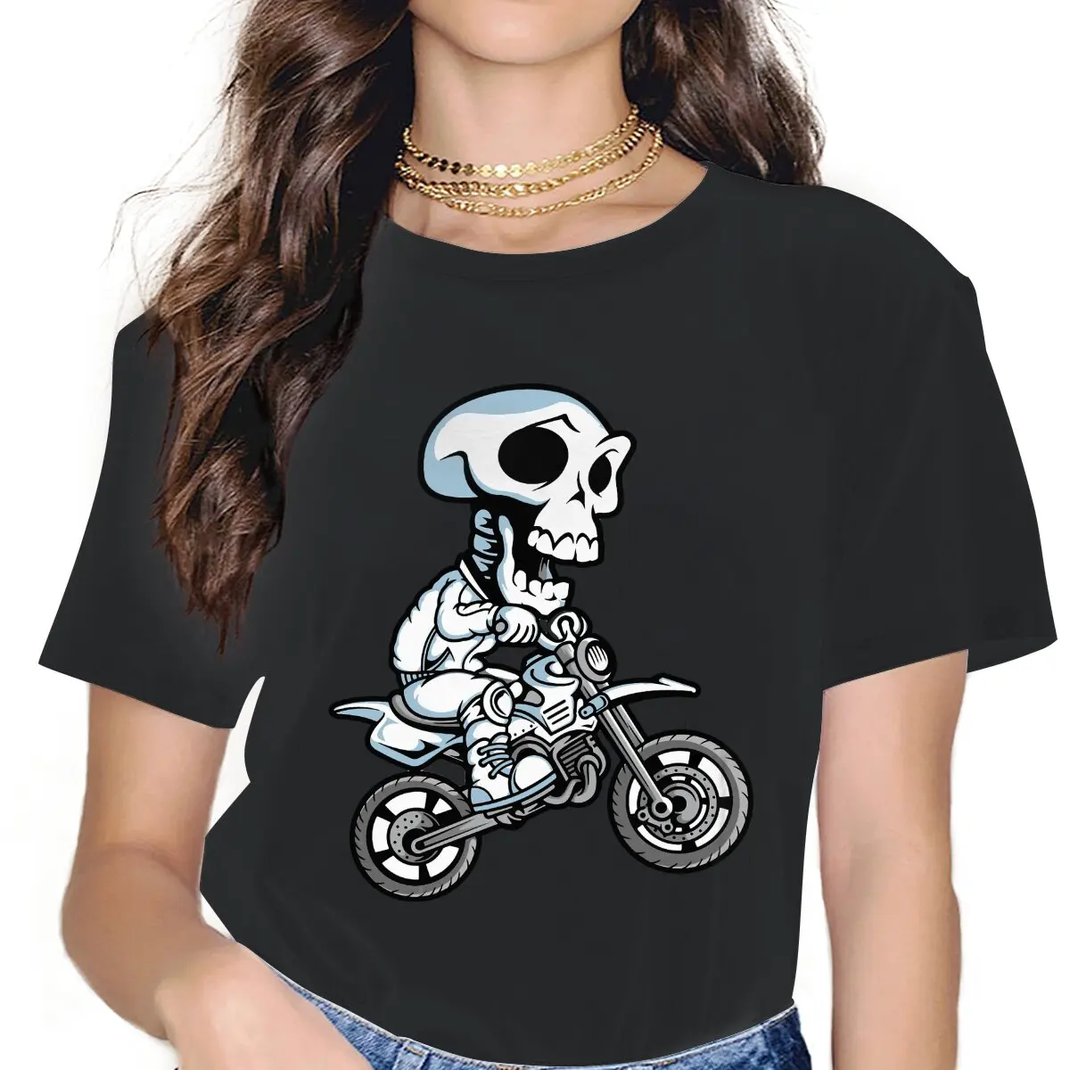

Motocrosser Women's T Shirts Addict Motorcycle Cool Leisure Tee Shirt Short Sleeve O Neck T-Shirts Unique Clothes
