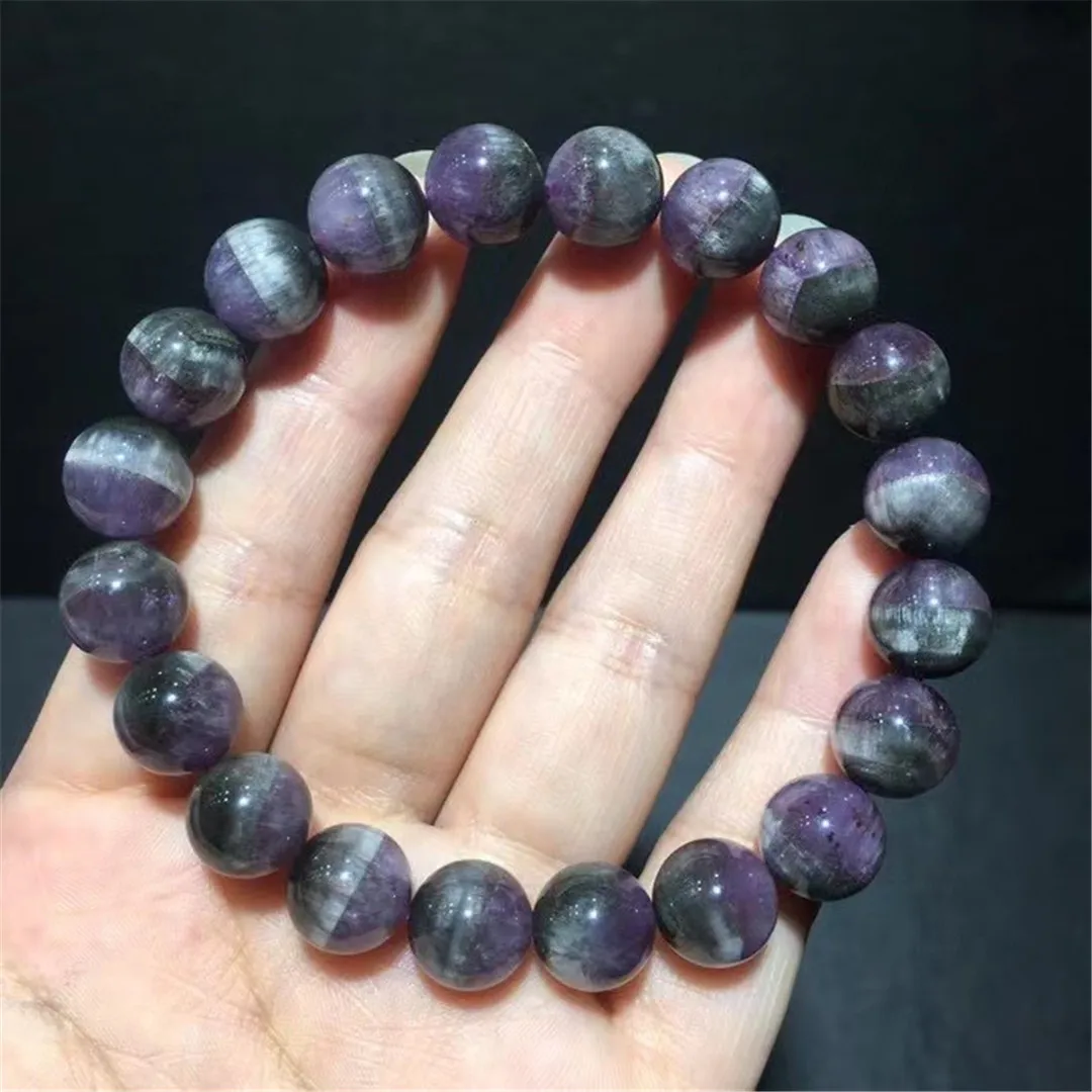 

Женский/мужской браслет из натурального черного ауралита, 10 мм, 23 дюйма