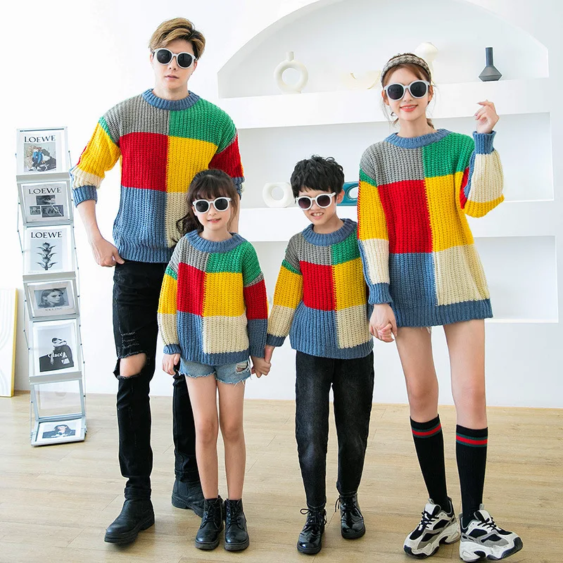 

Family Sweaters Mother Daughter Dad Son Long Sleeve Knit Tops Tee Family Couple Matching Outfit Men Women Kids Colorful Sweaters