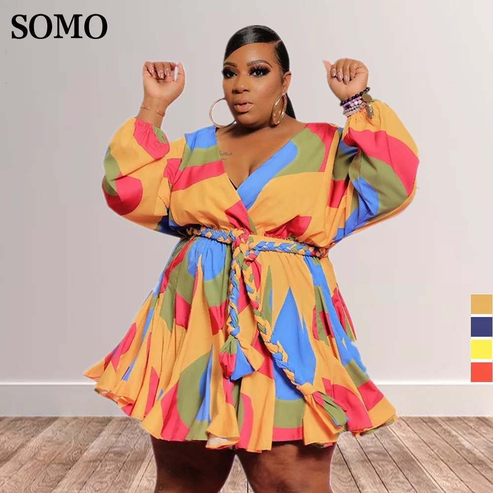 Женское платье с V-образным вырезом длинным рукавом и поясом |