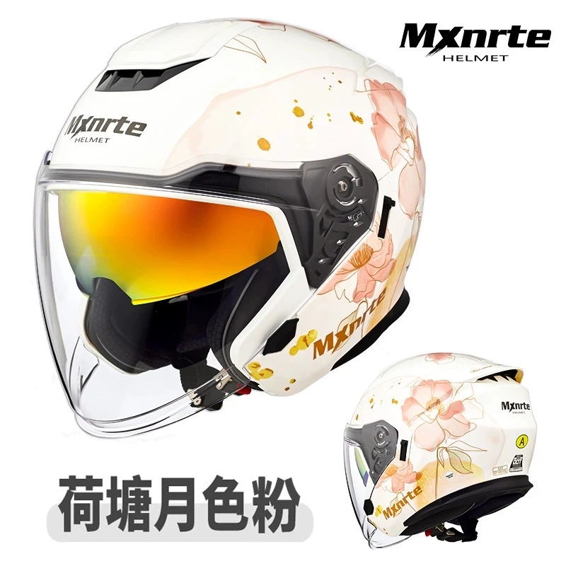 Mxnrte Motorcycle Helmet 3/4 Half Capacete Dual Lens All Seasons Road Riding Work Commute Scooter Motorbike Casco For Yamaha
