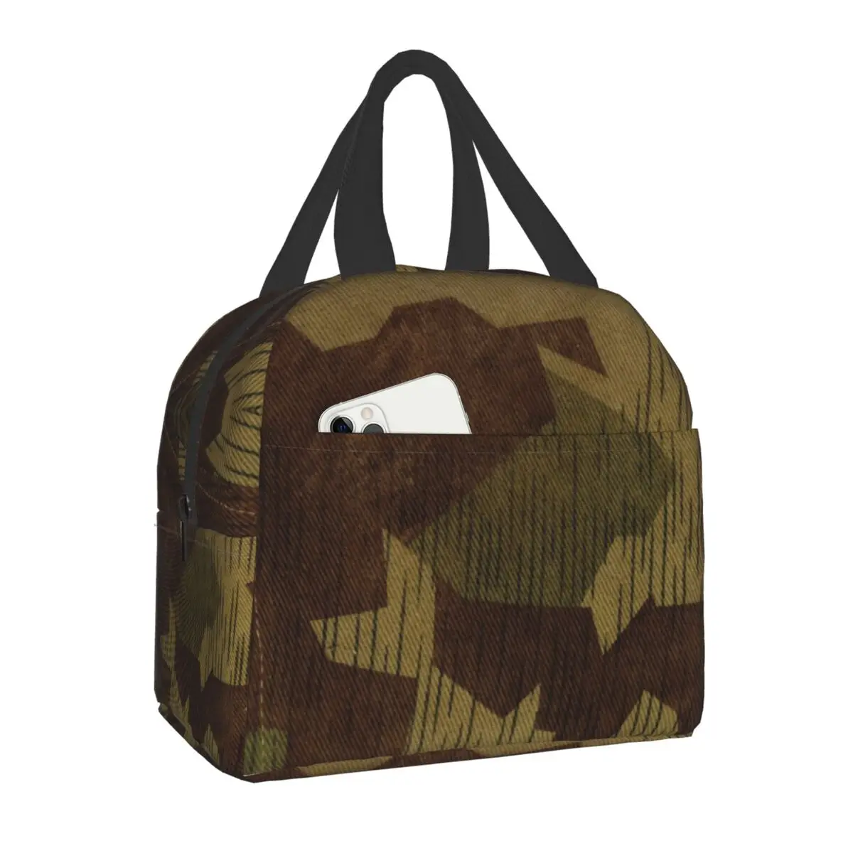 WW2 Splittertarn Camo Lunch Boxes for Women Waterproof Military Camouflage Thermal Cooler Food Insulated Lunch Bag Kids School