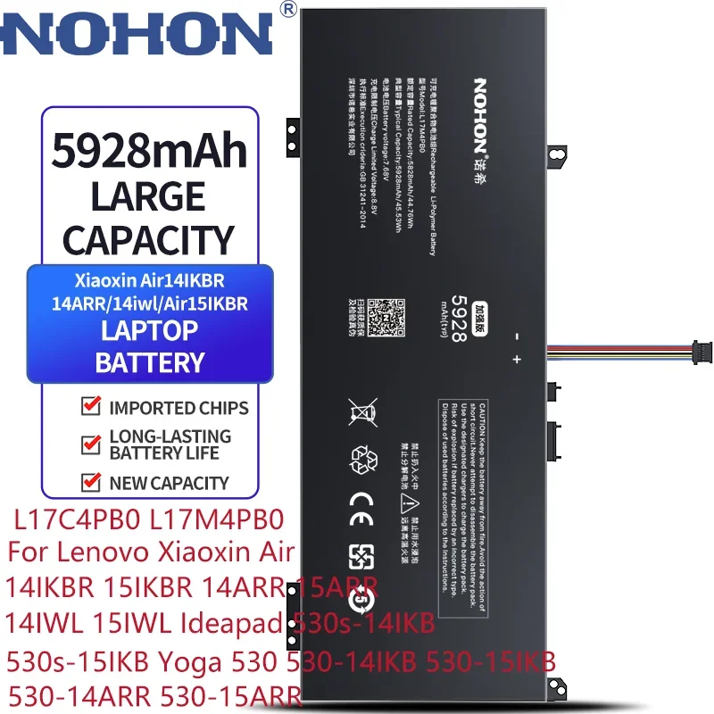 NOHON L17C4PB0 L17M4PB0 для Lenovo Xiaoxin Air 14IKBR 15IKBR 14ARR 15ARR 14IWL 15IWL Ideapad 530s-14IKB Yoga 530 Аккумулятор