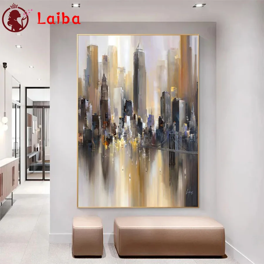 

Diamond Mosaic abstract art city architecture landscape Picture Diamond Painting Cross Stitch Embroidery Needlework Wall Art