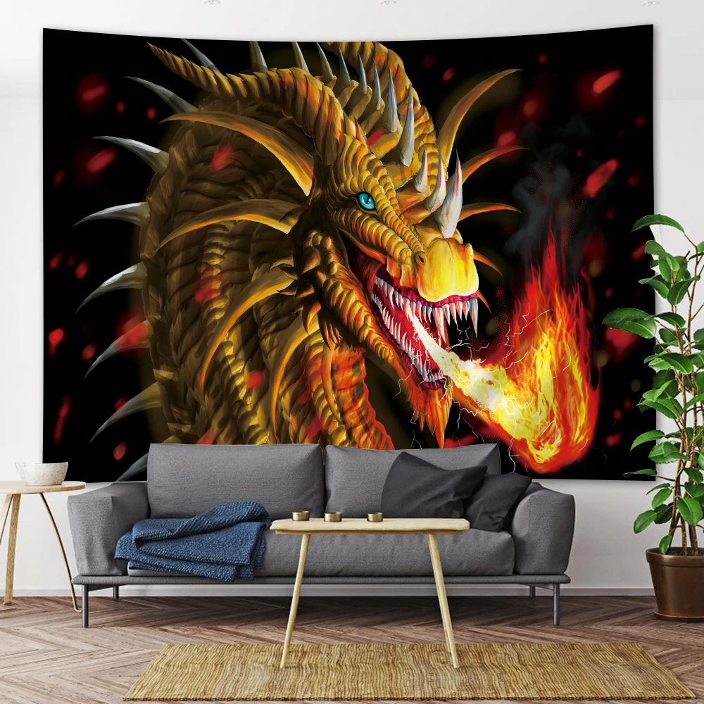 

Medieval Dragon Home Decor Art Tapestry Hippie Boho Tarot Psychedelic Scene Pretty Room Wall Decor Mandala Sheets