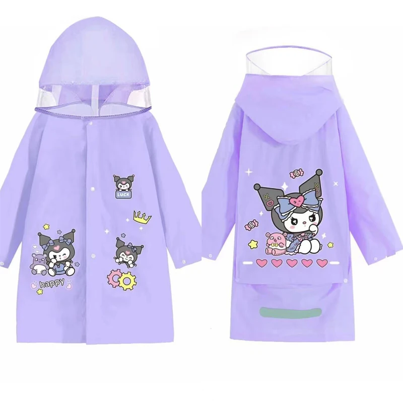 

New Kawaii Sanrio Children's Cartoon Raincoat Kuromi Mymelody Pochacco Waterproof Rain Coat Girl Boy Rainwear Kid Festival Gift