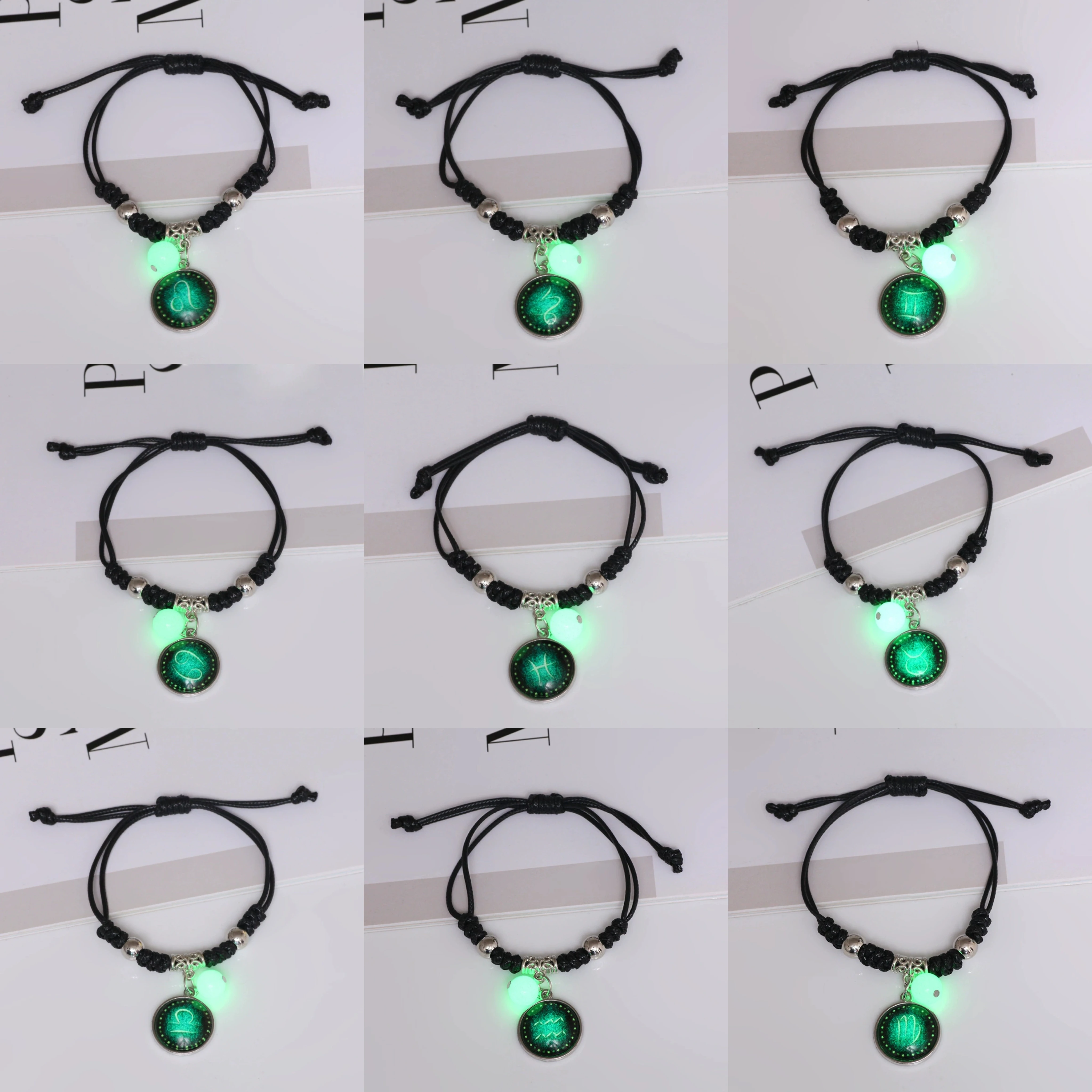 

10pcs New Women's Bracelets Men's Vintage Handwoven Luminous Luminous Charm Leather Jewelry Christmas Gifts Steampunk Wholesale