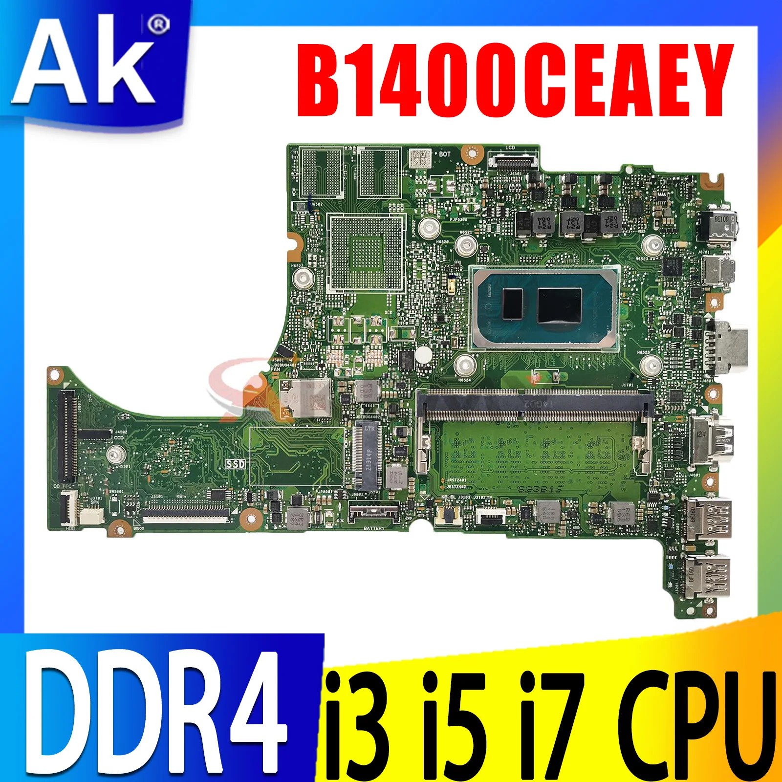 

B1400CEAEY Mainboard For Asus ExpertBook B1400CEAE-EB0116R Laptop Motherboard with i3 i5 i7 11th Gen CPU 4G 8G 16G RAM