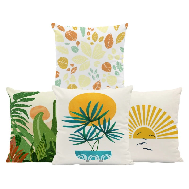 

Наволочки премиум-класса в простом летнем стиле с желтыми листьями 45x45 см, Бархатные украшения для дома, наволочка для гостиной, девочки