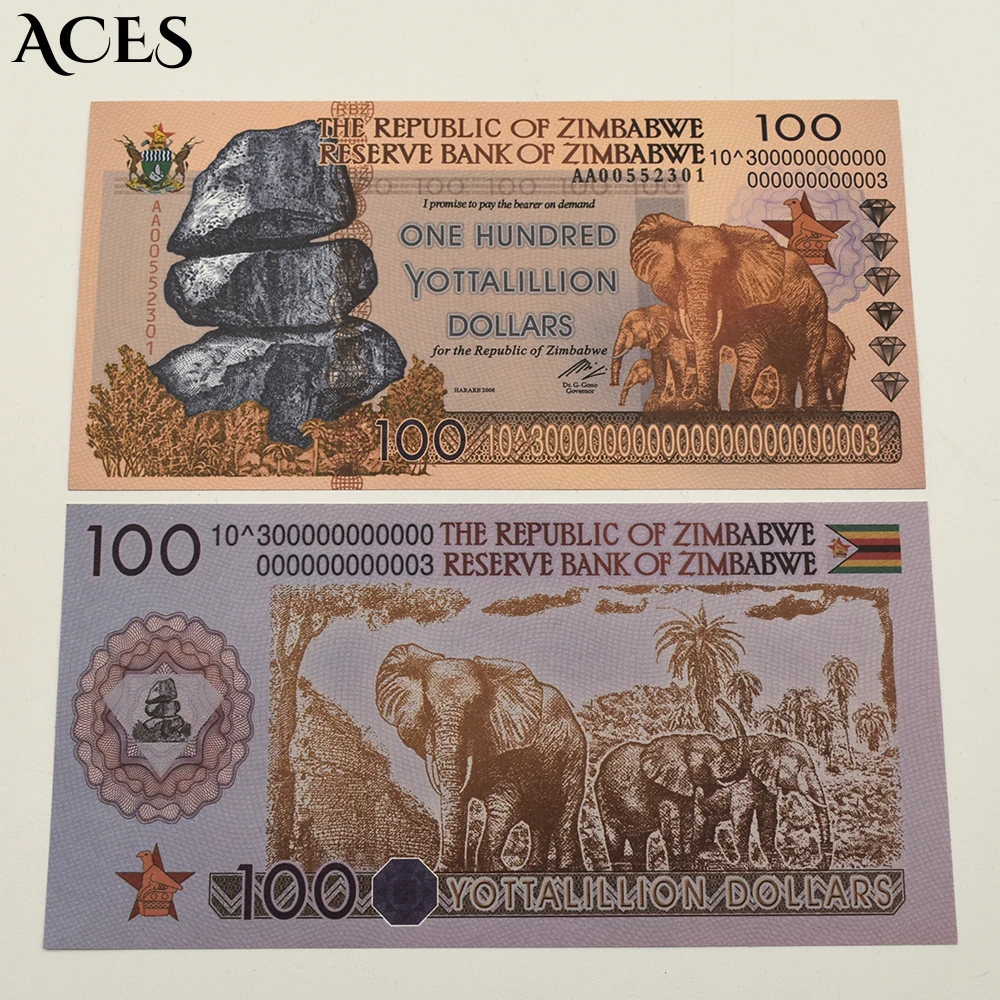 Zimbabwe Banknotes One Hundred Yottalillion Dollars Paper Money Serial Banknotes Art Worth Collecting Business Gifts