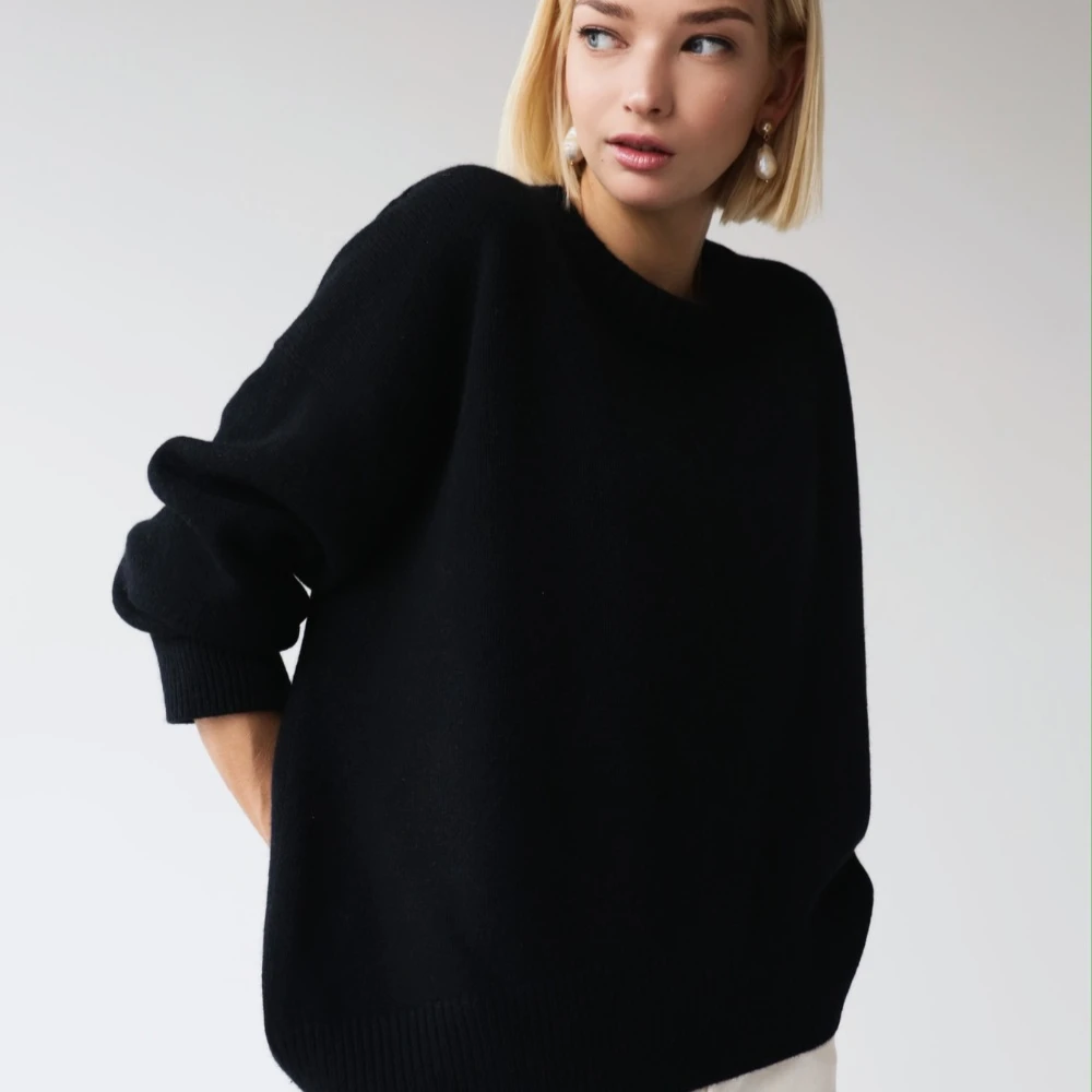 Базовые толстые свитера для женщин сезон осень-зима модный синий вязаный