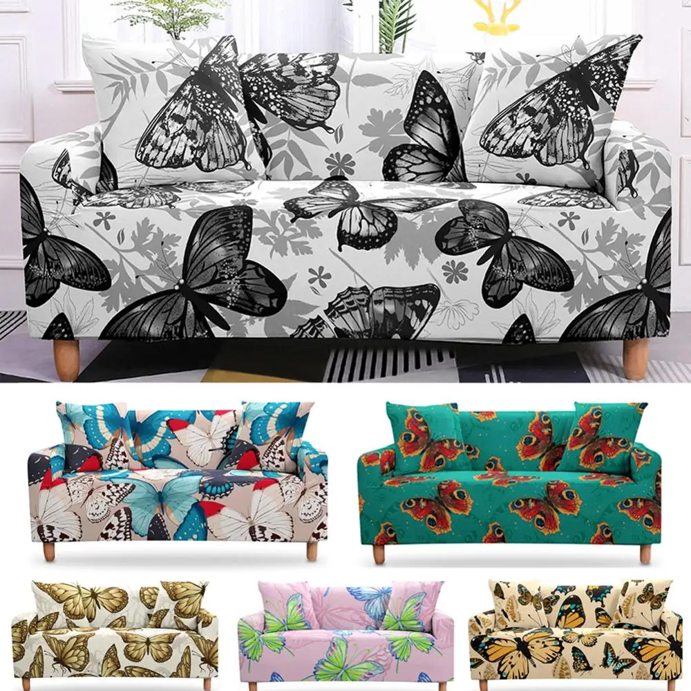 

Stretch Sofa Cover Elastic Armchair Slipcovers 3D Digital Butterfly Sectional Couch Cover for Living Room Office Home Decoration