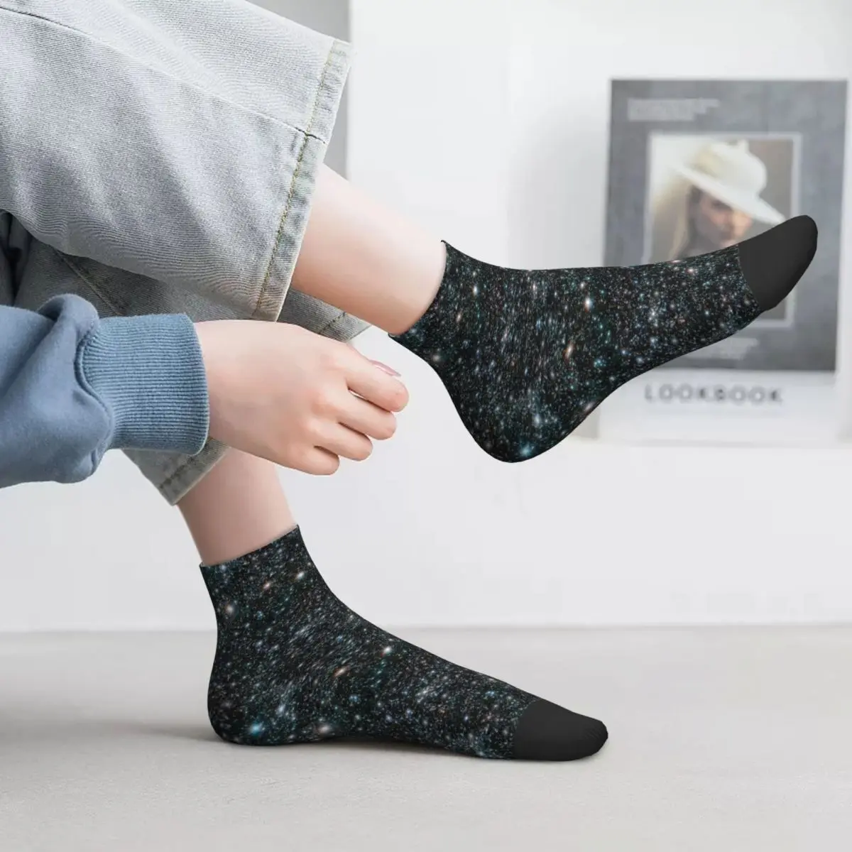 

Galaxy Stars Socks Stars Cosmic Outer Space Universe Black Creative Fun Short Tubes Large Chemical Fiber Child Bed Socks
