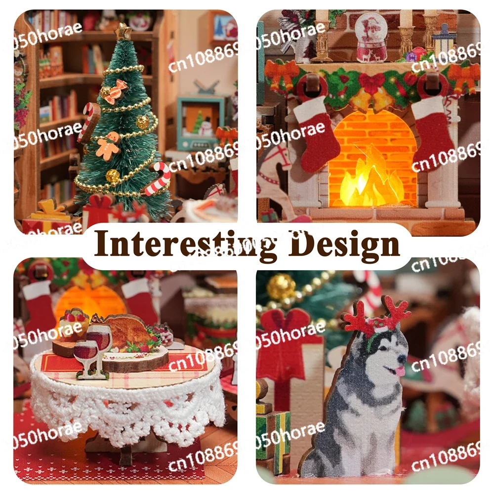 Tonecheer Рождественский коттедж Звуковая машина Светящиеся рождественские игрушки