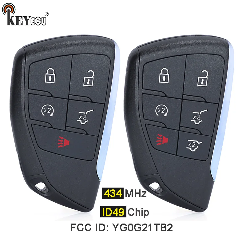 

KEYECU ASK 434MHz ID49 Chip FCC ID: YG0G21TB2 Smart Remote Car Key Fob for Chevrolet Suburban Tahoe GMC Yukon 2021 2022