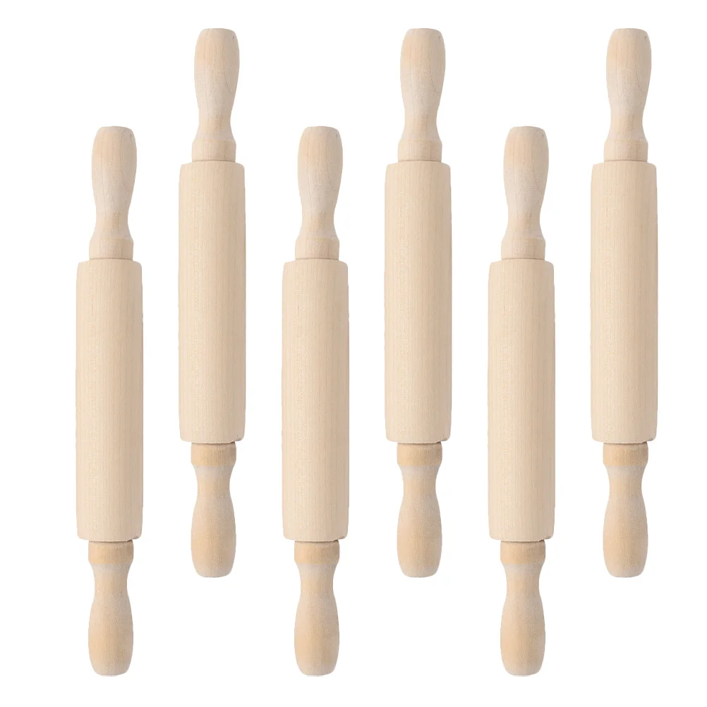 

6 Pcs Clay Kids Dumpling Dough Clay Rolling Pin Wooden Rolling Roll Pin Model Wood Dough Roller Pastry Roller Pin