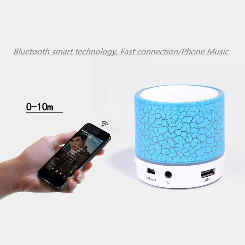 Мини-динамик беспроводной громкий динамик трещины светодиодный TF-карта USB