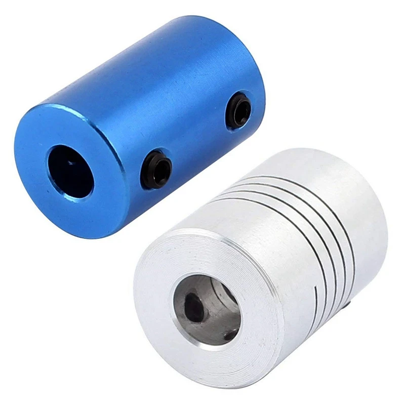 

2 комплекта, соединительный элемент вала двигателя из алюминиевого сплава для 3D-принтера, синий и серебристый