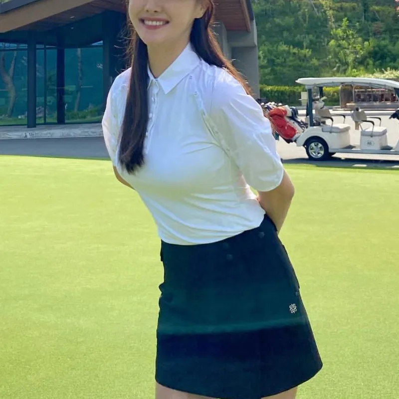 Golf ladies short-sleeved T-shirt summer sweat-absorbing quick-drying women's puff sleeve Polo shirt temperament golf wear