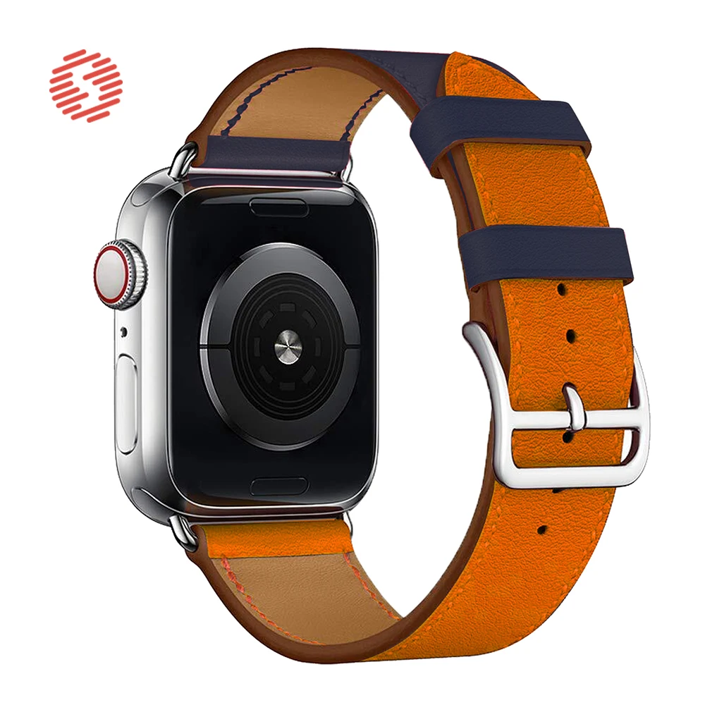 Ремешок кожаный ShengOne для Apple Watch 7 6 SE 5 4 45 44 42 мм изысканный двухцветный сменный
