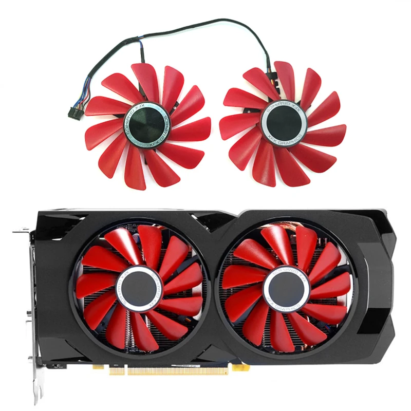 

NEW 2PCS 85MM 4PIN FD10U12S9-C RX-570-RS RX-580-RS GPU Fan，For XFX RX 580、RX 570 Graphics card cooling fan
