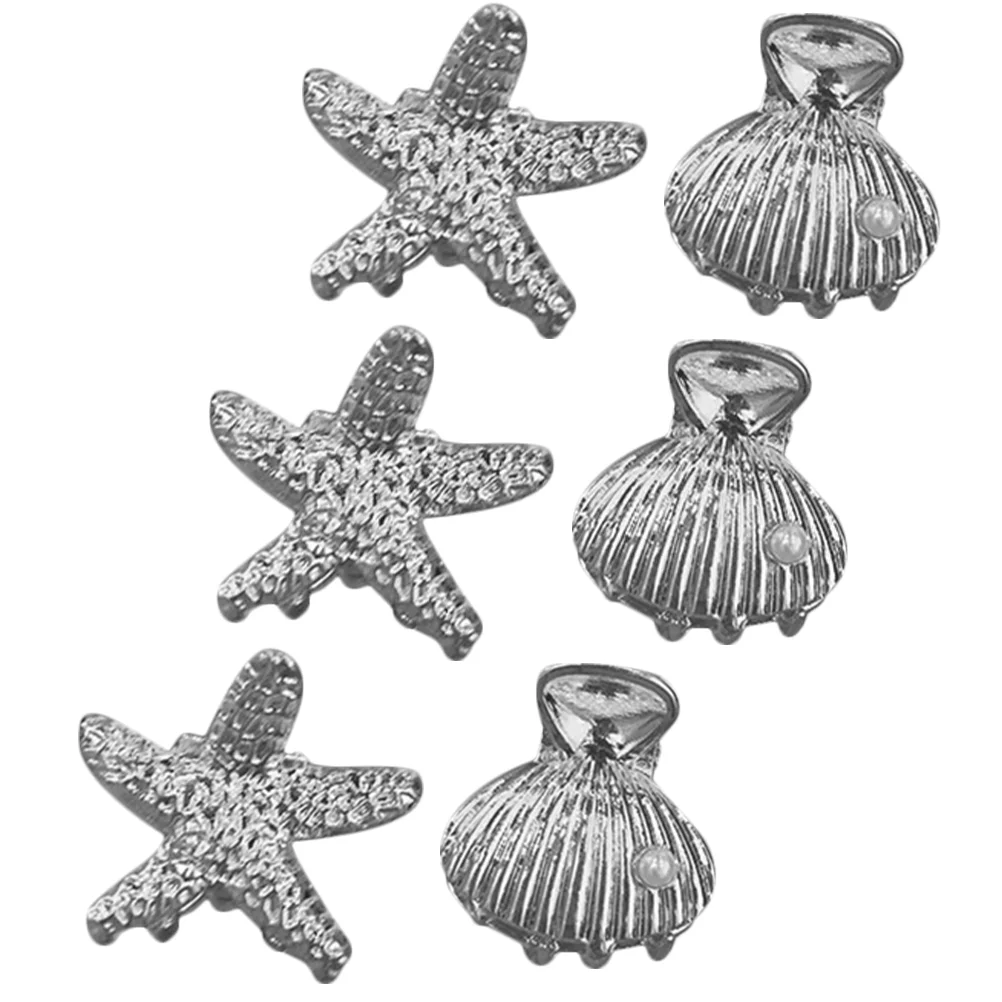 

6 Pcs Hair Bobby Pins Small Clips Thin Shell Childrens Barrettes Jaw Alloy Mini Pincer