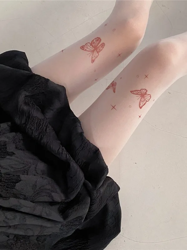 Новинка пикантные колготки с принтом бабочки тонкая версия 2024 новые