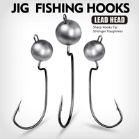 proberos 20pcs wide crank offset fishing hooks 3 5 5 7 10g jig head fishhooks for soft worm lure barbed carp fishing tackle