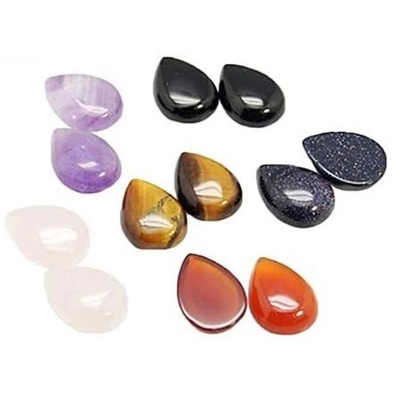 

50 pcs 14x10x4mm Drop Gemstone Cabochons Mixed Stone for Jewelry Making
