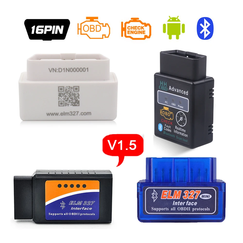 Диагностический сканер последней версии Elm327 Bluetooth OBD2 V1.5 Elm 327 OBD 2 автомобильный