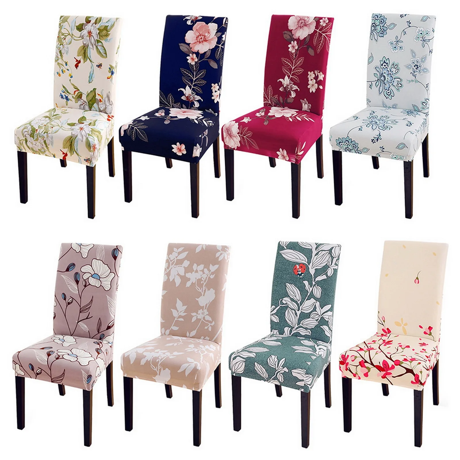 

Flower Printing Elastic Chairs Cover Removable Slipcovers for Wedding Dining Chairs Room Chair Slipcover Seat Cover Protector