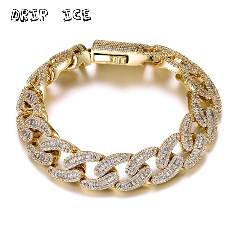 

Hip Hop 15mm 3Rows Iced Out Cubic Zircon Cuban Bracelet for Women Men Gold Silver Color Plated Maimi Bracelet Luxury Jewelry