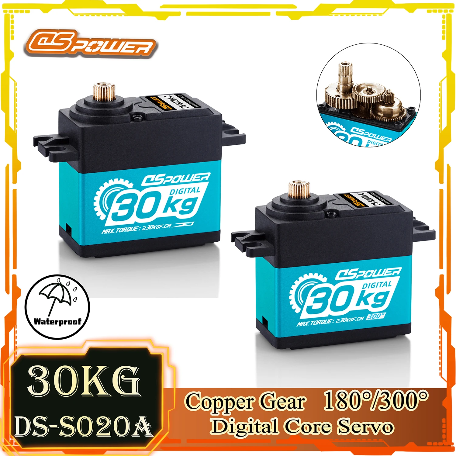 

DSPOWER 30KG 180/300 Degree Waterproof Digital Servo Metal Gear for 1/8 1/10 RC Car TRX4 TRX6 Scx10 Arrma Kraton Mojave 104001