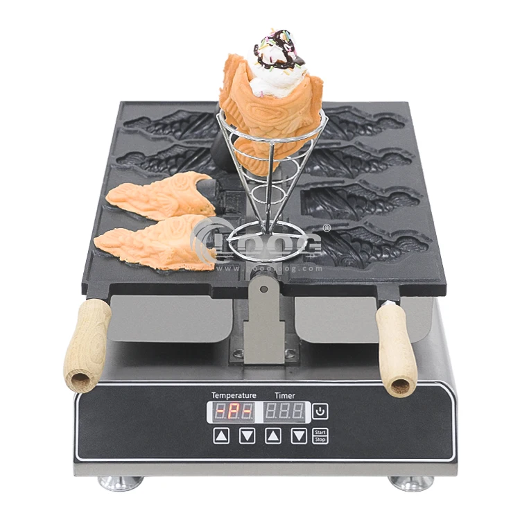 

Hot Snack Machine Commercial Small Fish Shape Cake Ice Cream Cone Waffle Maker Digital 4PCS Open Mouth Taiyaki Waffle Maker