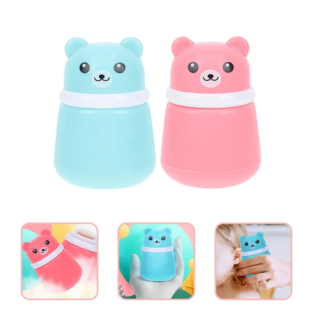 

2 Pcs Powder Puff Box Body Case Infant Dispenser Storage Container Baby Sponge Kids Child Plush
