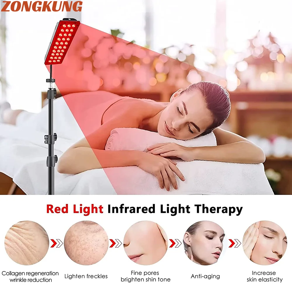 

Infrared Lamp Red Light Therapy Lamp with Stand Height Adjustable Bracket Red Light Panel for Beauty Health Body SPA