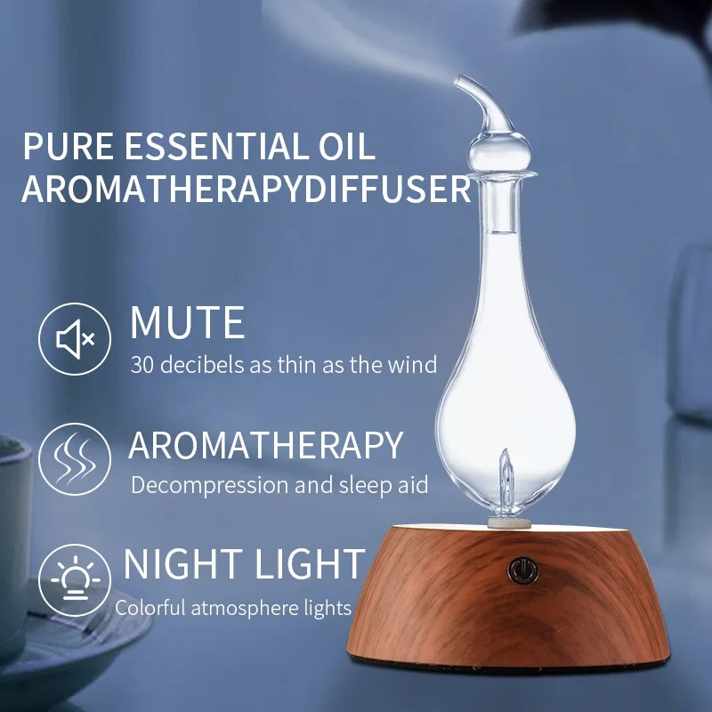 

Pure Aroma Night Oil with Machine Diffuser 100-240V Essential Humidifier Aromatherapy Colorful Mini Light Nebulizing 50ML