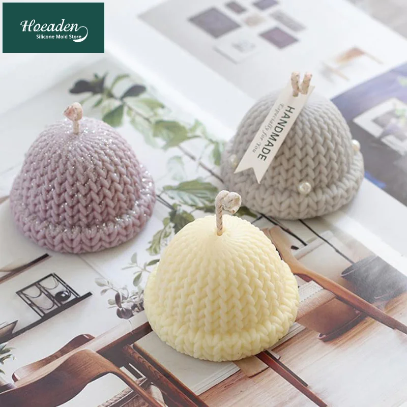 

3D Wool Hat Scented Candle Mold DIY Knitted Wool Hat Shape Aromatherapy Candle Handmade Soap Mold Gypsum Cake Decor Baking Tool