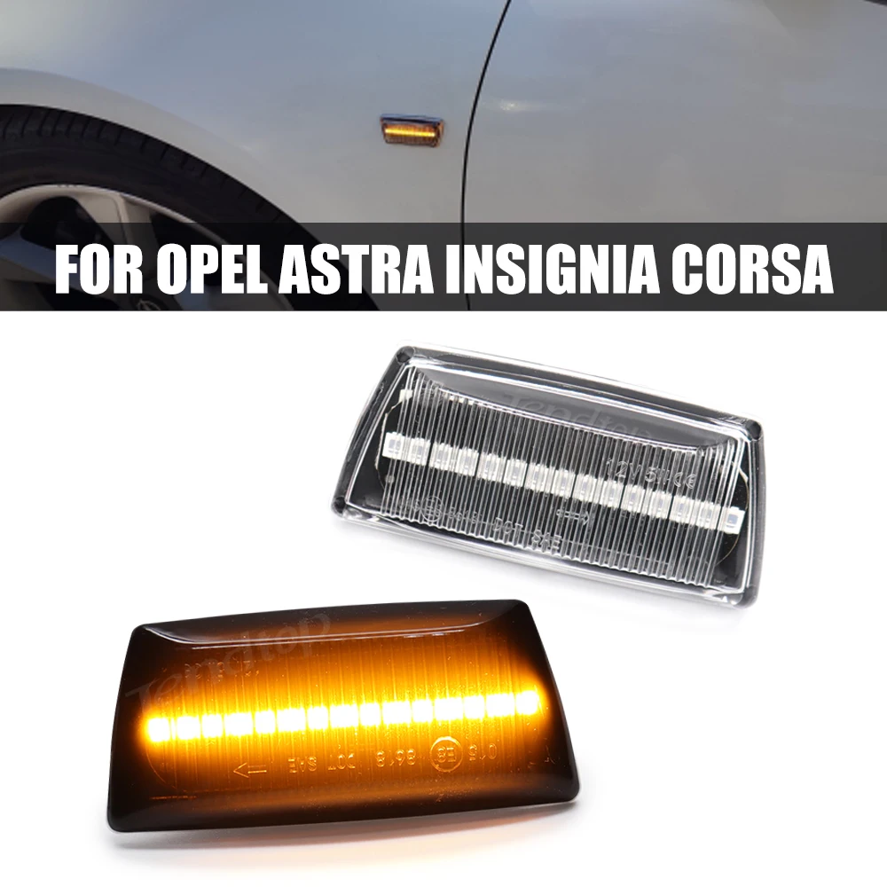 

2Pcs For OPEL Astra H Zafira B Corsa D Insignia A Chevrolet Cruze Dynamic Amber LED Turn Signal Side Marker Light Repeater Lamp