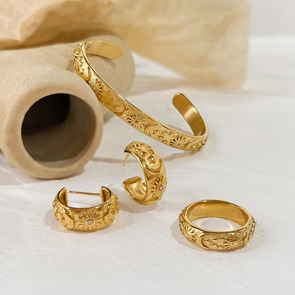 Открытый браслет-кольцо из нержавеющей стали позолоченные браслеты 18 карат