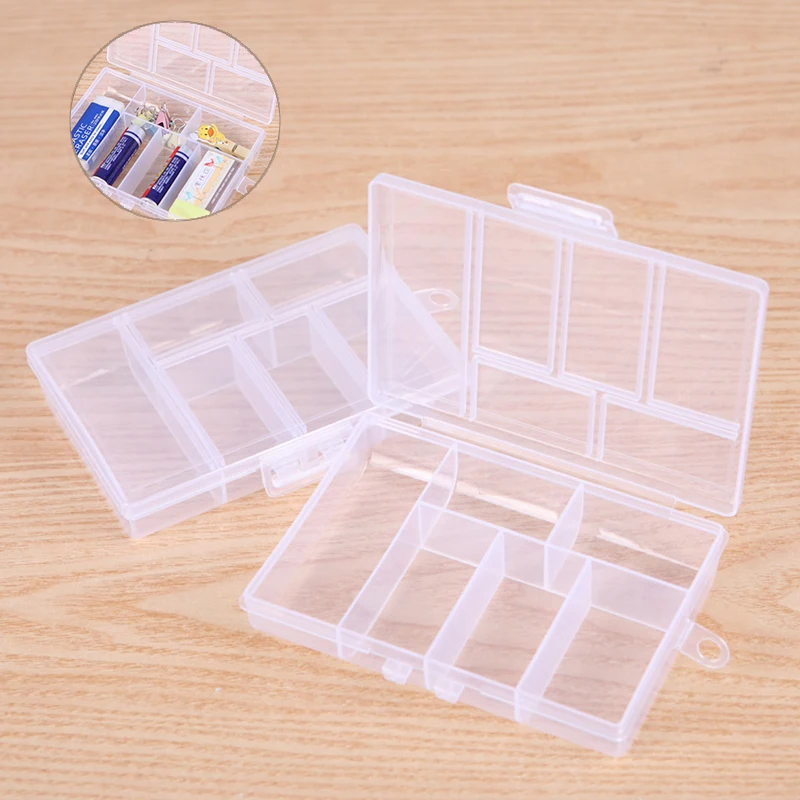 

1Pcs Plastic Storage boxes Slots Adjustable Packaging Transparent Tool Case Craft Organizer Box Jewelry Sew Accessories