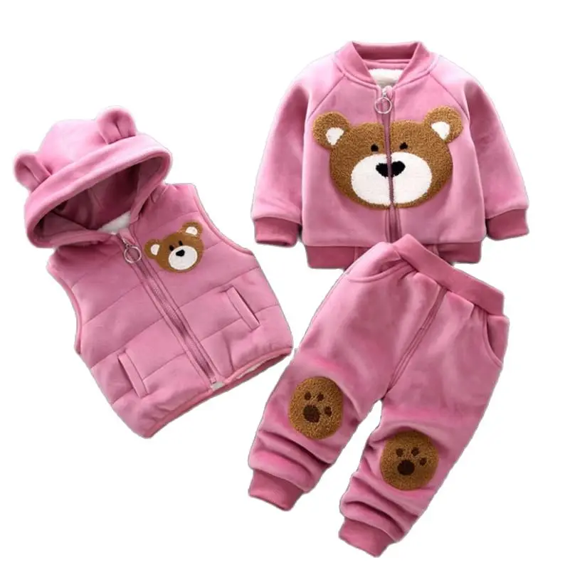 

Kids 3pcs Sport Suits Winter Clothes Cartoon Baby Boys Tracksuit Children Girls Hoodie Sets Toddler Casual Thick Costumes 0-4Y