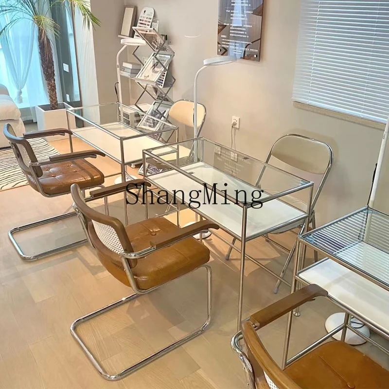 Прозрачный стеклянный маникюрный стол TF