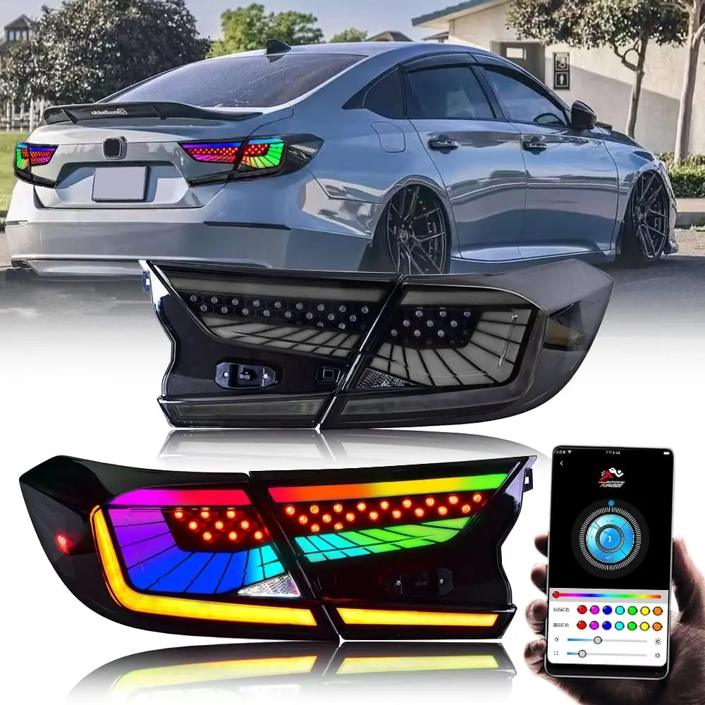 

Задние фонари для 2018-2022 Honda Accord Ver Accessories V3 RGB, стоп-сигнал, светодиодная лампа заднего хода