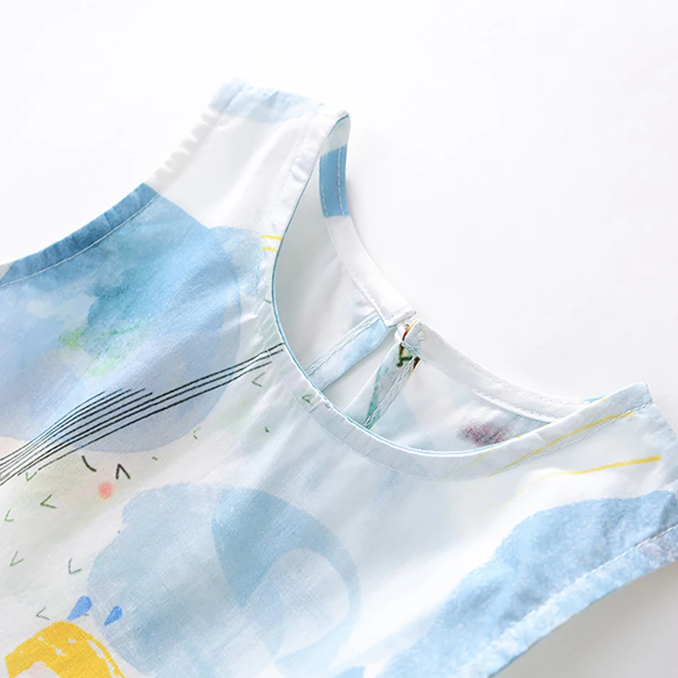 Милое и удобное летнее платье без рукавов для девочек модное повседневное